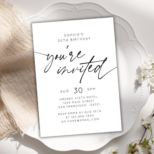 モダンシンプル招待されました誕生会 招待状