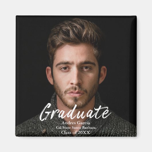 モダンシンプル文字オーバーレイ大学院写真An マグネット (正面)