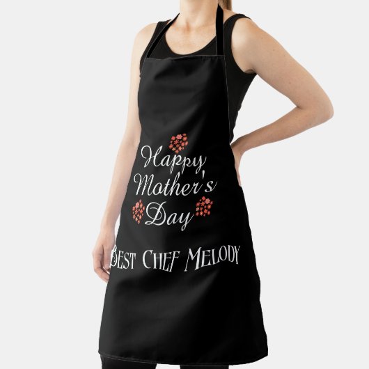 モダンシンプル文字ハッピーマザーデイピーチフローラ エプロン (インサイチュ)