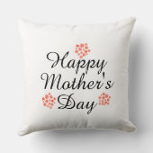 モダンシンプル文字ハッピーマザーデイピーチフローラ クッション (裏面)