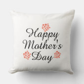 モダンシンプル文字ハッピーマザーデイピーチフローラ クッション (正面)
