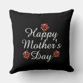 モダンシンプル文字ハッピーマザーデイピーチフローラ クッション (裏面)