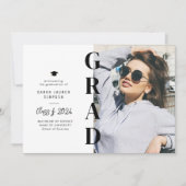 モダンシンプル文字写真の卒業発表 招待状 (正面)