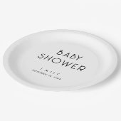モダンシンプル文字白黒ベビーシャワー ペーパープレート (アングル)