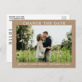 モダンシンプル日付の変更Kraft ポストカード (正面/裏面)