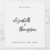 モダンシンプル書の結婚ワインラベル ワインラベル (シングルラベル)