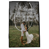 モダンシンプル書の結婚歓迎 ミディアムペーパーバッグ (正面)