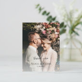 モダンシンプル書道の写真結婚さん ポストカード (スタンド正面)