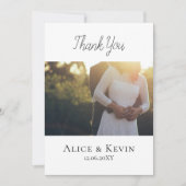 モダンシンプル書道写真結婚の サンキューカード (正面)