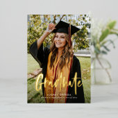 モダンシンプル書道2枚写真卒業 箔招待状 (立ち正面)