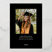 モダンシンプル書道2枚写真卒業 箔招待状 (裏面)