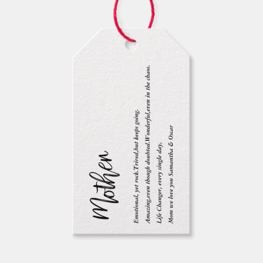 モダンシンプル最高の母刻まで美しい最高のギフト ギフトタグ (正面)