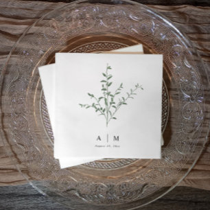 モダンシンプル枝植物学結婚の スタンダードカクテルナプキン