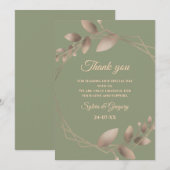 モダンシンプル植物セージエレガントグリーン金ゴールド サンキューカード (正面/裏面)