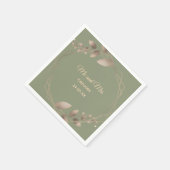 モダンシンプル植物セージエレガントグリーン金ゴールド スタンダードカクテルナプキン (角)
