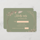 モダンシンプル植物セージエレガントグリーン金ゴールド 出欠カード (正面/裏面)