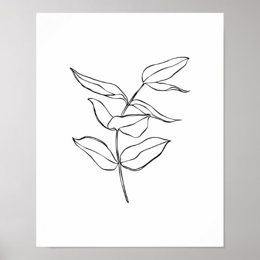 モダンシンプル植物線画ポスター ポスター (正面)