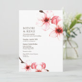 モダンシンプル水の色のさくらんぼ 招待状 (スタンド正面)