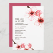 モダンシンプル水の色のさくらんぼ 招待状 (正面/裏面)