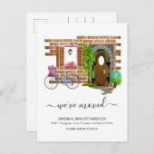 モダンシンプル水の色の新しい住所 案内ポストカード (正面/裏面)