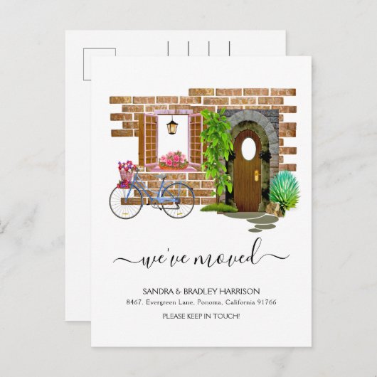 モダンシンプル水の色の新しい住所 案内ポストカード (正面/裏面)