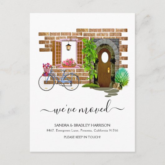 モダンシンプル水の色の新しい住所 案内ポストカード (正面)