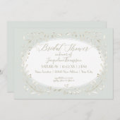 モダンシンプル水の色の葉ブライダルシャワー 招待状 (正面/裏面)