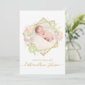 モダンシンプル水の色ベビーガール発表 招待状 (スタンド正面)