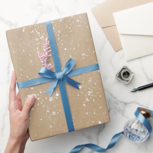 モダンシンプル水カラー雪（ばちゃばちゃ）跳ねるオンクラフト ラッピングペーパー (ギフト)