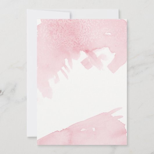 モダンシンプル水彩洗いピンクのブラシストローク 招待状 (裏面)