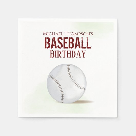 モダンシンプル水彩野球誕生日 スタンダードカクテルナプキン (正面)