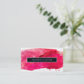 モダンシンプル水色スタイリッシュ赤 名刺 (スタンド正面)