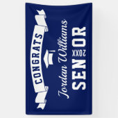 モダンシンプル海軍白人卒業パーティー2024 横断幕 (縦)