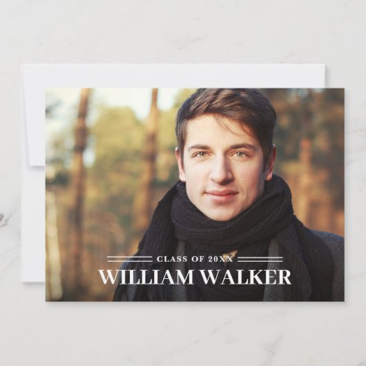 モダンシンプル海軍2 PHOTO卒業パーティー 招待状 (正面)