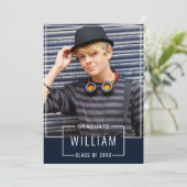 モダンシンプル海軍2 PHOTO卒業パーティー 招待状 (スタンド正面)