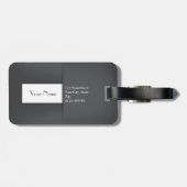 モダンシンプル灰色アントラサイトモノグラム名 ラゲッジタグ (裏面横)