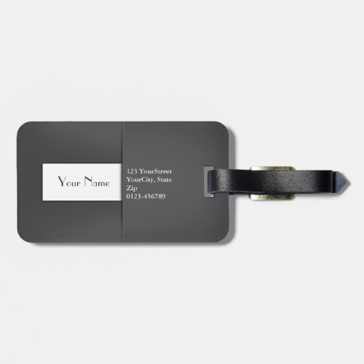 モダンシンプル灰色アントラサイトモノグラム名 ラゲッジタグ (裏面横)