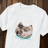 モダンシンプル猫の形カスタムのペット猫の写真名 Tシャツ