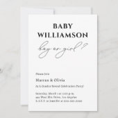 モダンシンプル男の子または女の子の性別パーティーを表示 招待状 (正面)