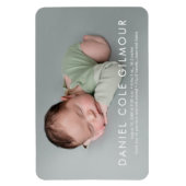 モダンシンプル男の赤ちゃん名フォト誕生 マグネット (縦)