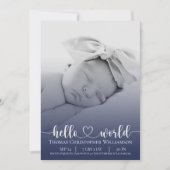 モダンシンプル男の赤ちゃん告知フォトスクリプト 案内状 (正面)