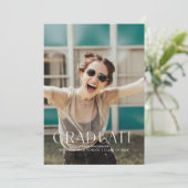 モダンシンプル白い写真卒業パーティー 招待状 (スタンド正面)