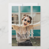 モダンシンプル白い写真卒業パーティー 招待状 (正面)