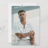 モダンシンプル白い写真卒業発表 招待状 (正面)