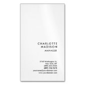 モダンシンプル白トレンディーミニマリスト マグネット名刺 (正面縦)