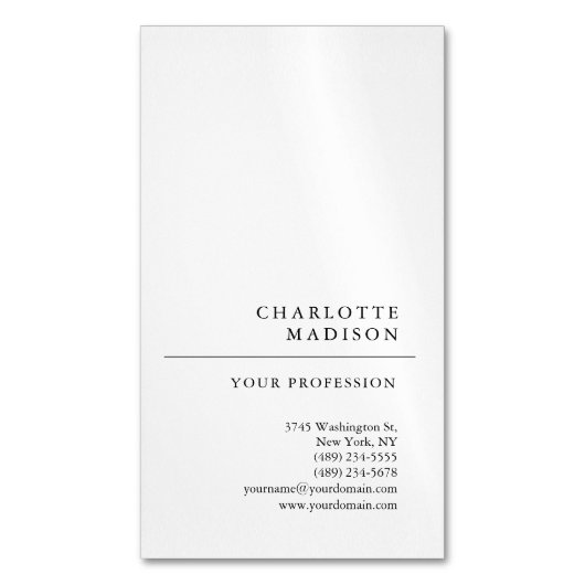 モダンシンプル白トレンディーミニマリスト マグネット名刺 (正面縦)