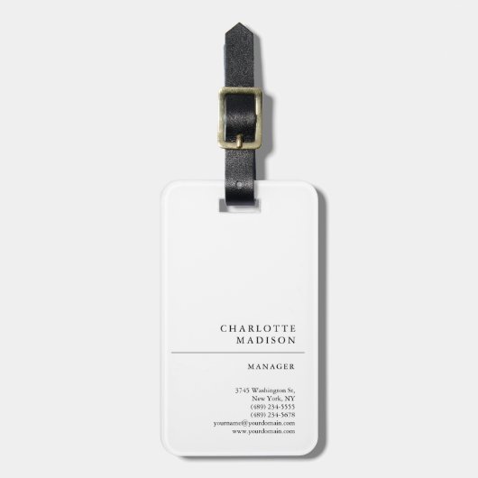 モダンシンプル白トレンディーミニマリスト ラゲッジタグ (正面縦)