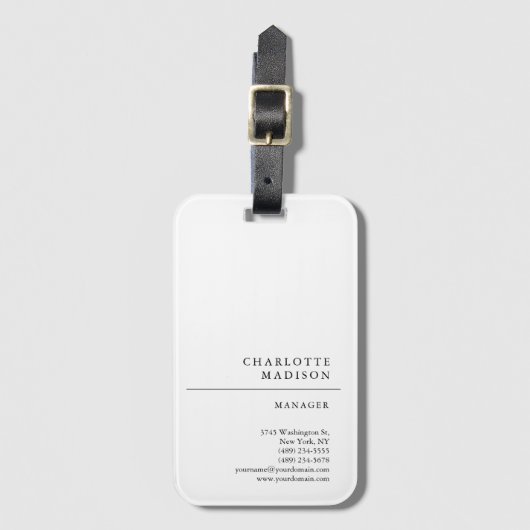 モダンシンプル白トレンディーミニマリスト ラゲッジタグ (正面縦)