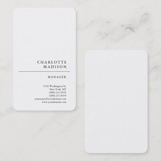 モダンシンプル白トレンディーミニマリスト 名刺 (正面/裏面)