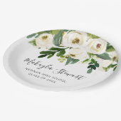 モダンシンプル白フローラエレガント卒業 ペーパープレート (アングル)